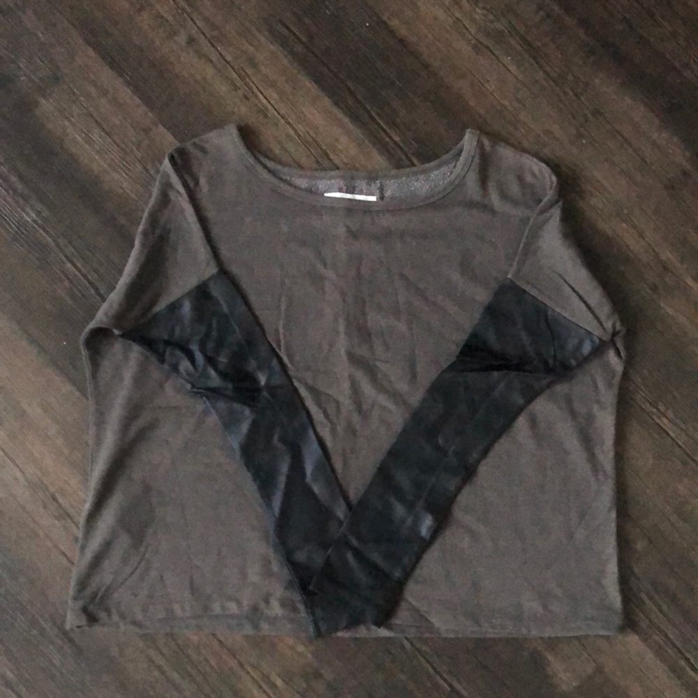 Faux Leather Sleeve sweatshirt